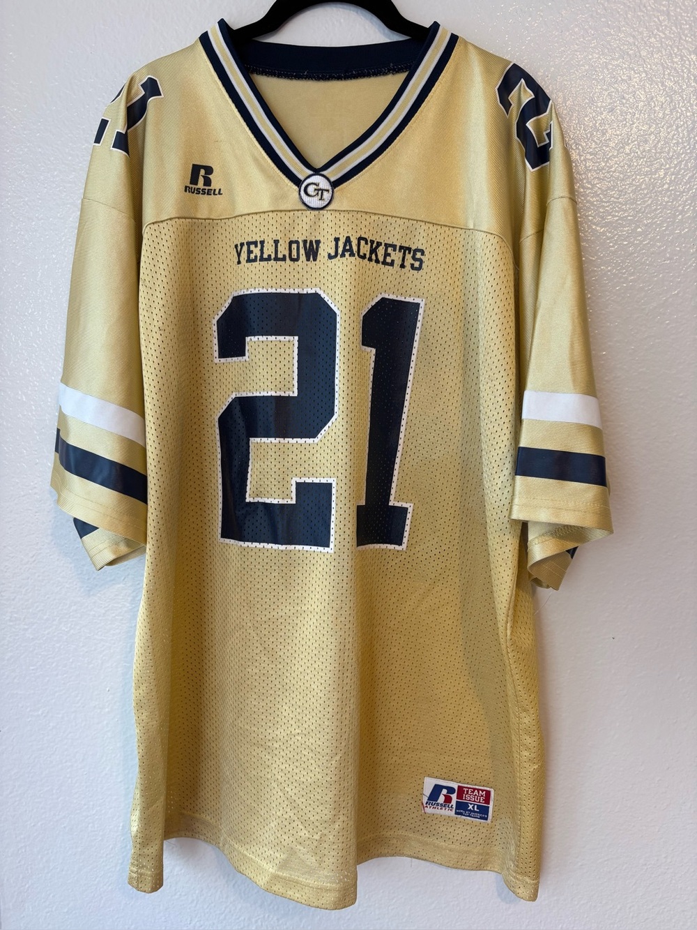 Vtg Russell Athletic CALVIN JOHNSON #21 Georgia Tech Yellow Jackets Jersey XL